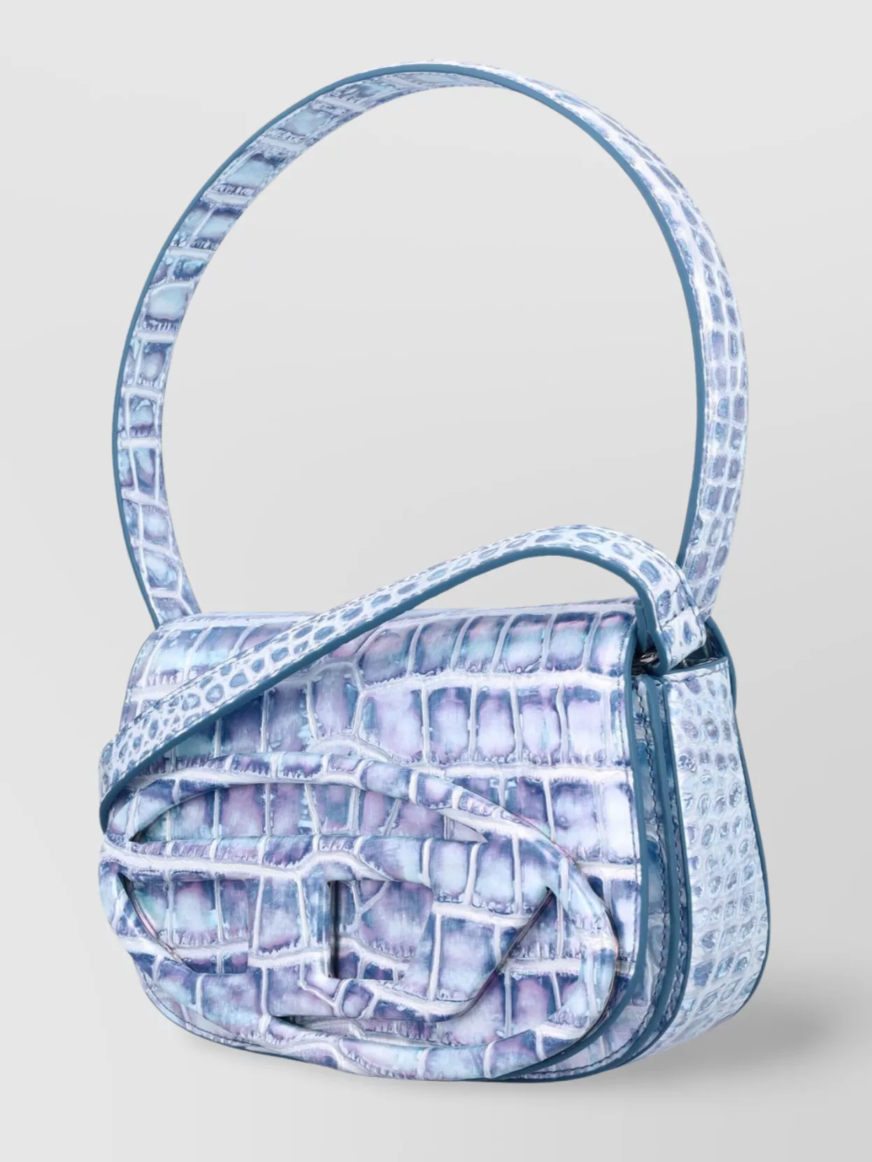 Diesel Crocodile Texture Shoulder Bag With Adjustable Strap