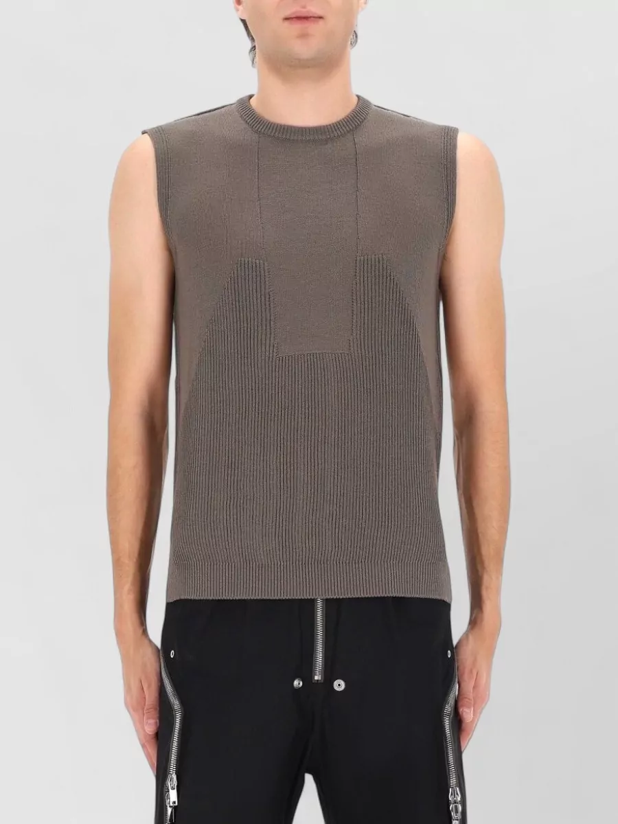 Rick Owens Sleeveless Ribbed Crew Neck Knitted Top