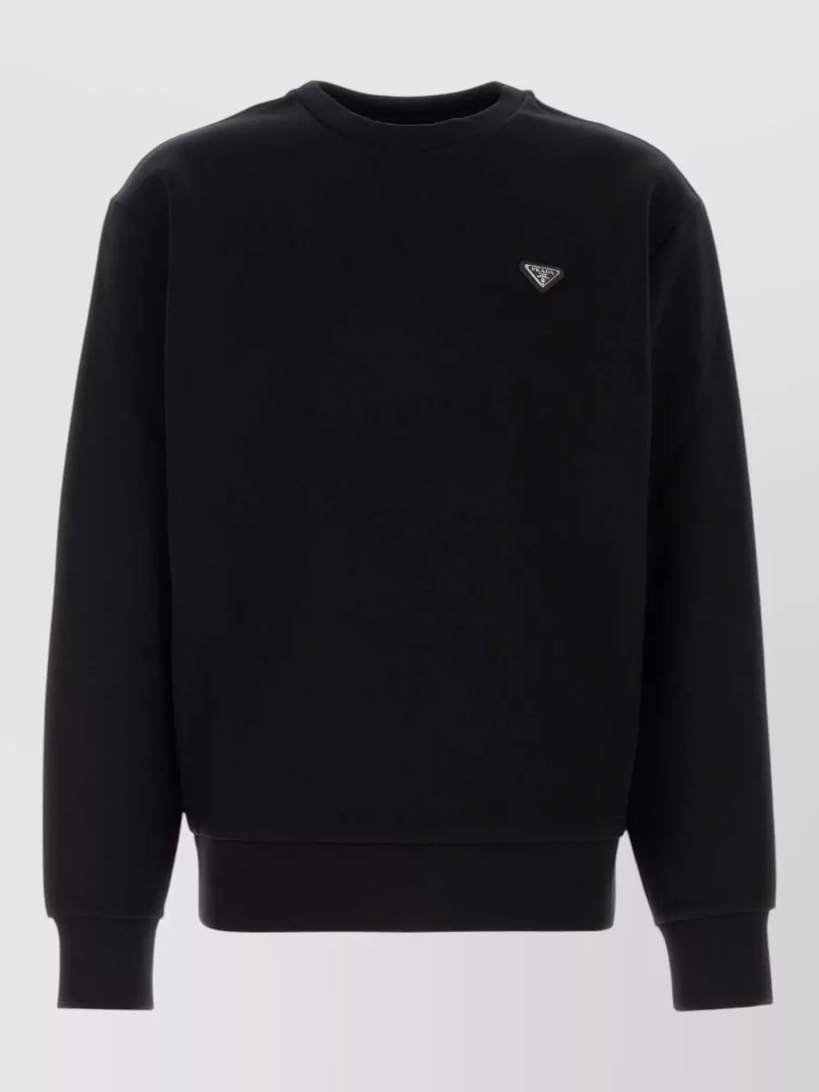 Prada cotton crew neck long-sleeve sweatshirt