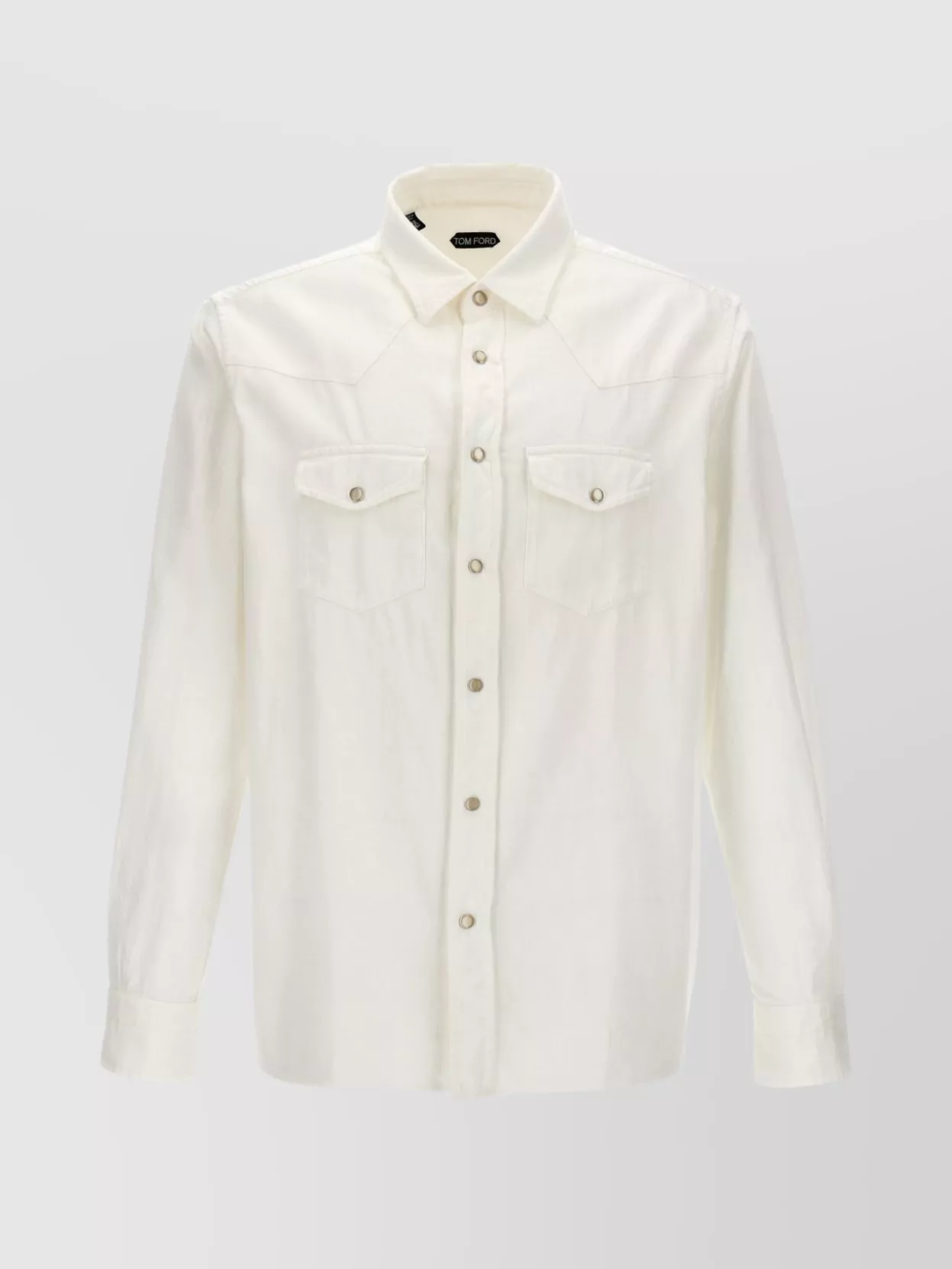 Shop Tom Ford Denim Shirt With Long Sleeves And Chest Pockets