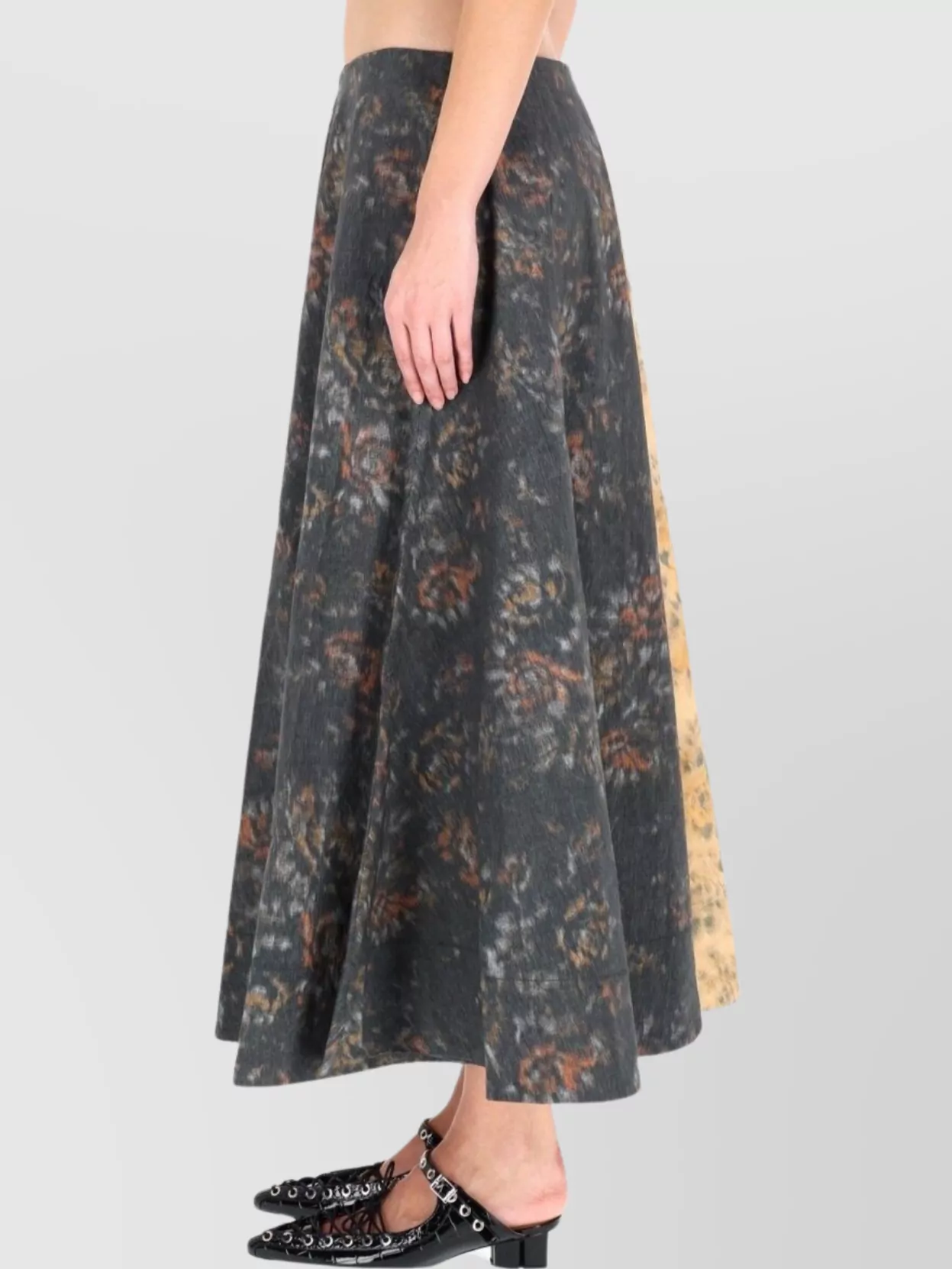 Ganni Floral Flared Ankle Length High Waist Skirt