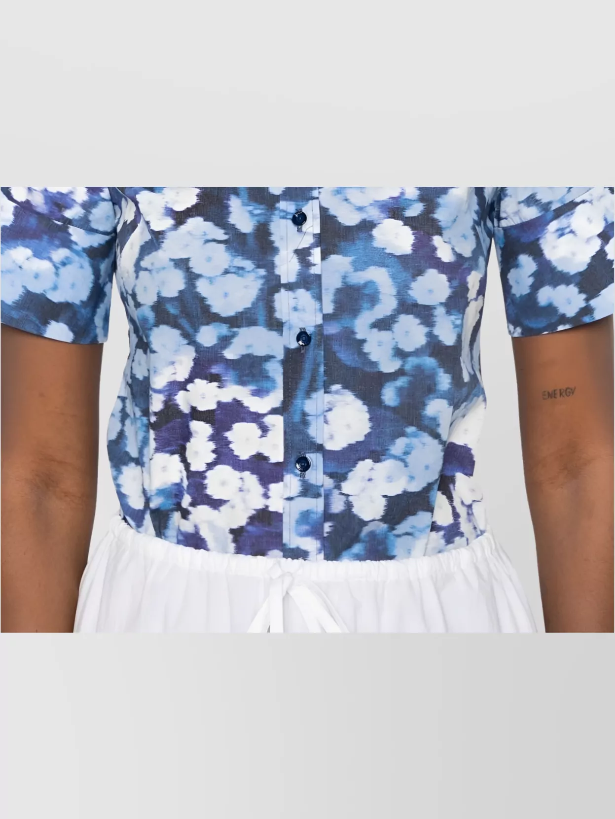 Shop Erdem Buttoned-cuff Sleeves Floral Pattern Cotton Shirt In Blue