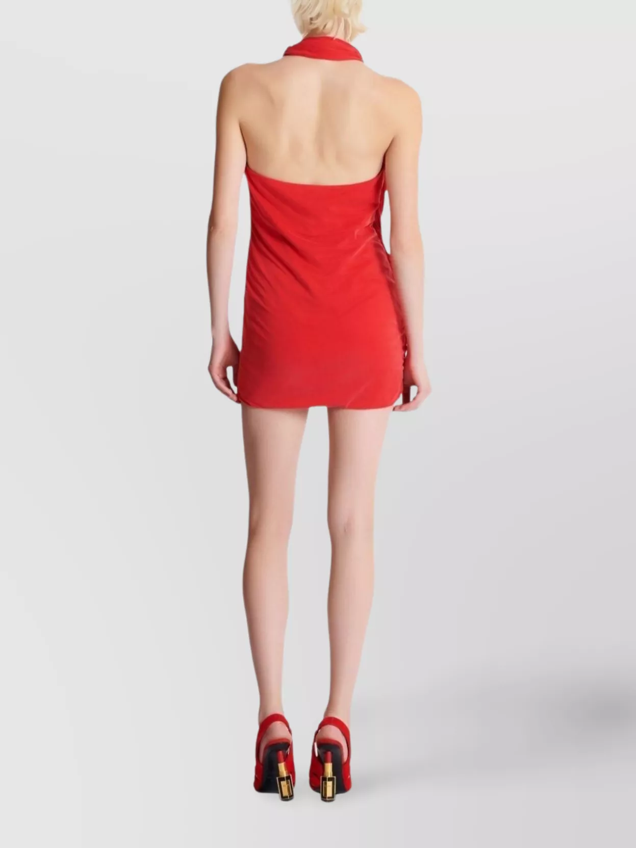 Balmain Draped Halter Neck Mini Dress