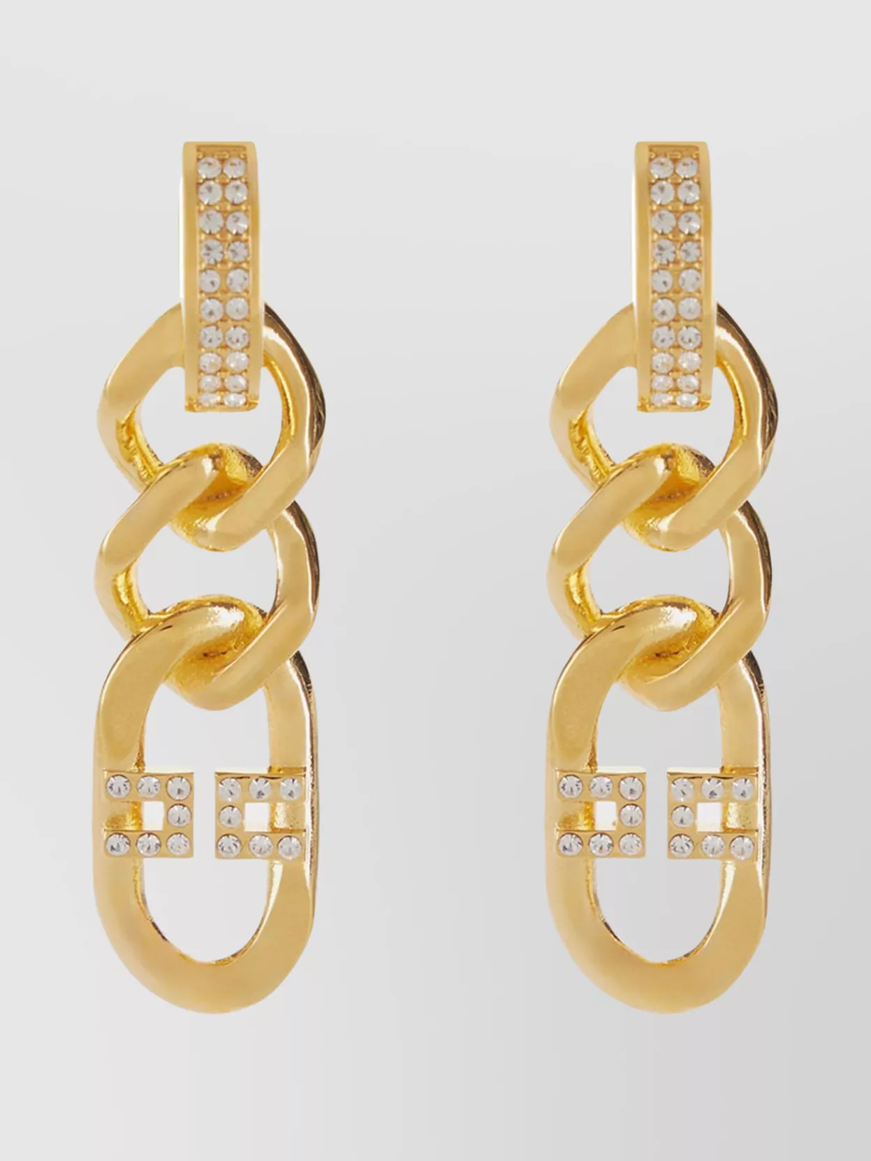 Elisabetta Franchi Crystal Chain Link Earrings Pendant Model