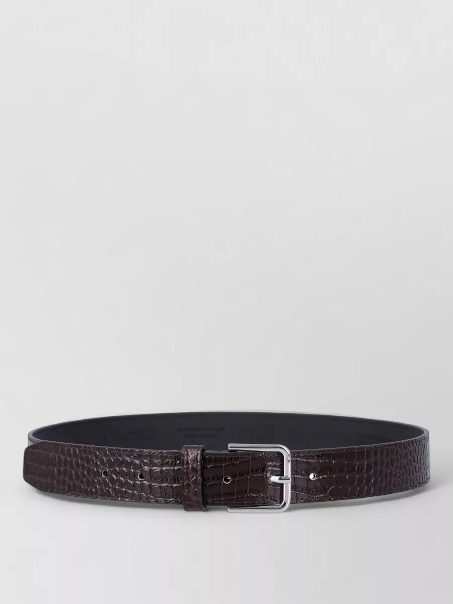 The Frankie Shop Calf Leather Croc-Embossed Patent Belt