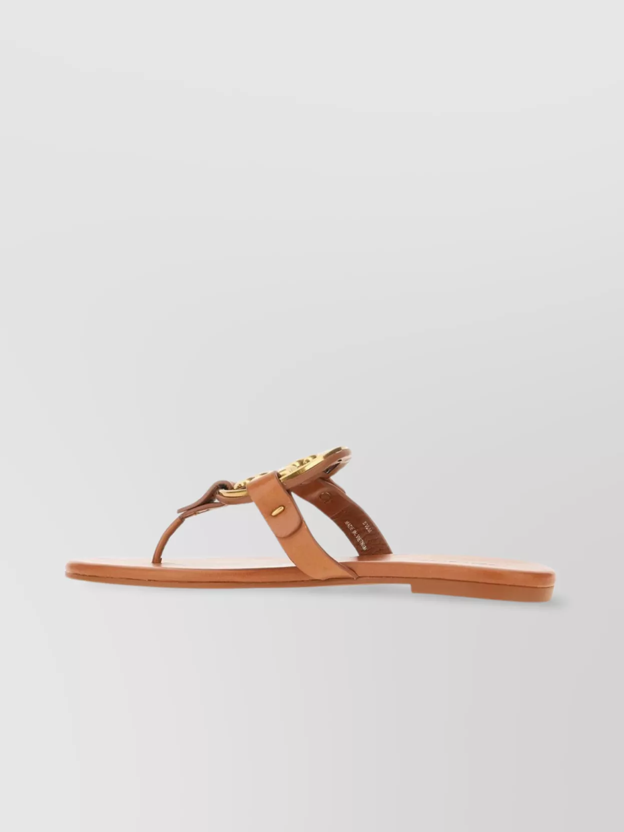 Tory Burch Leather Miller Sandals Metallic Embellishment In Brown