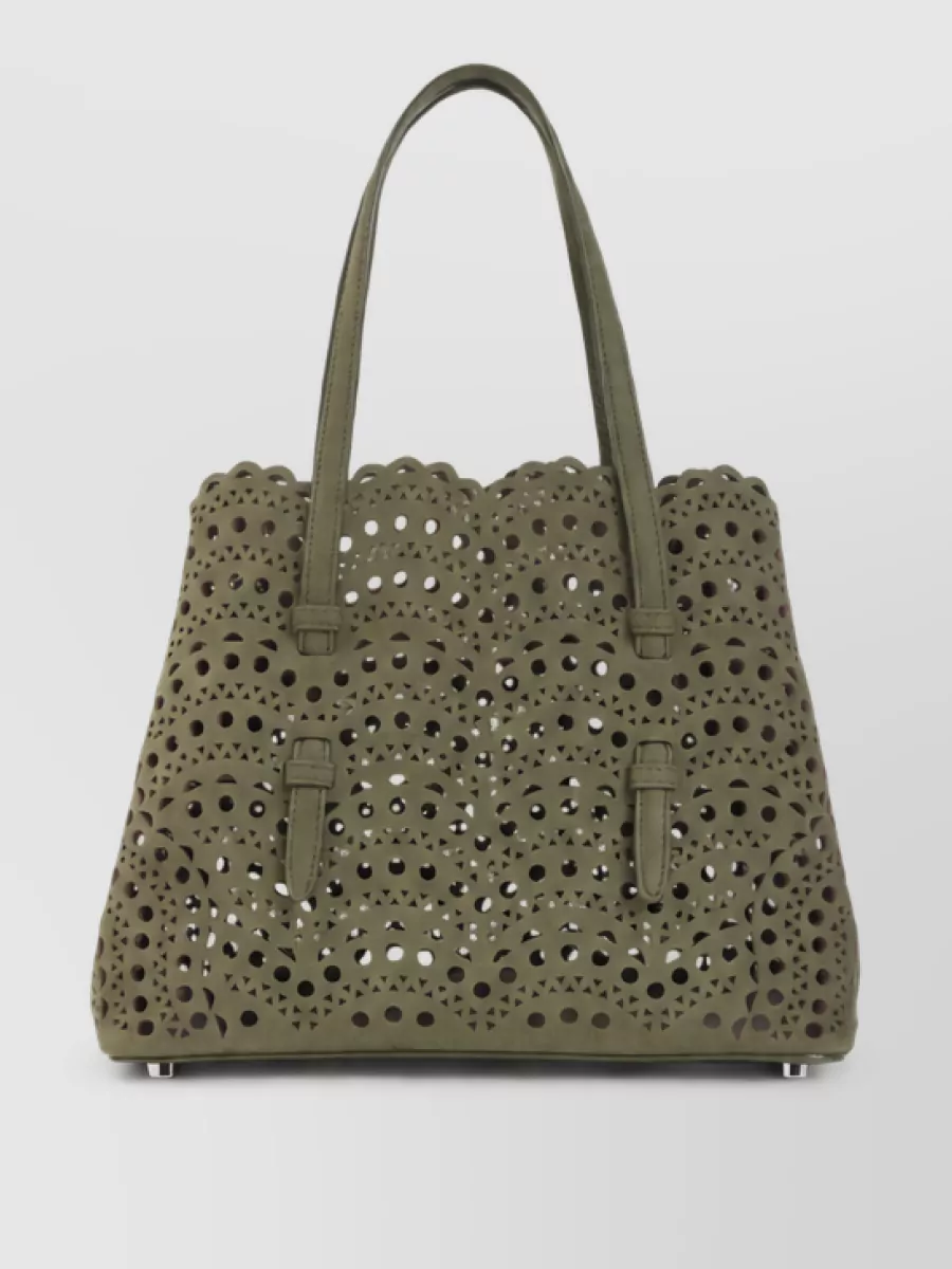 Alaïa leather laser cut tote bag