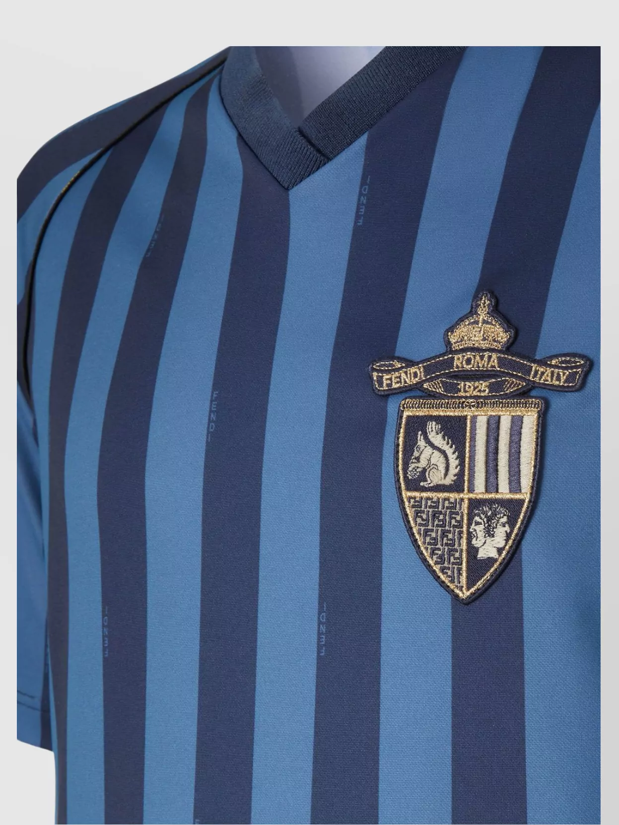 Fendi Crest Emblem V-Neck T-Shirt