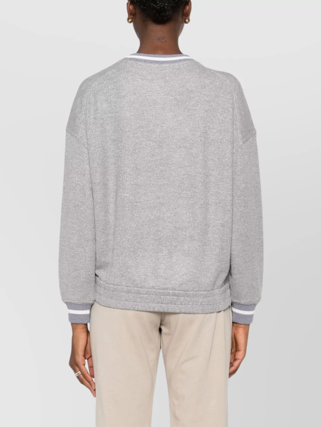 Brunello Cucinelli Crew Neck Logo Embroidered Sweatshirt