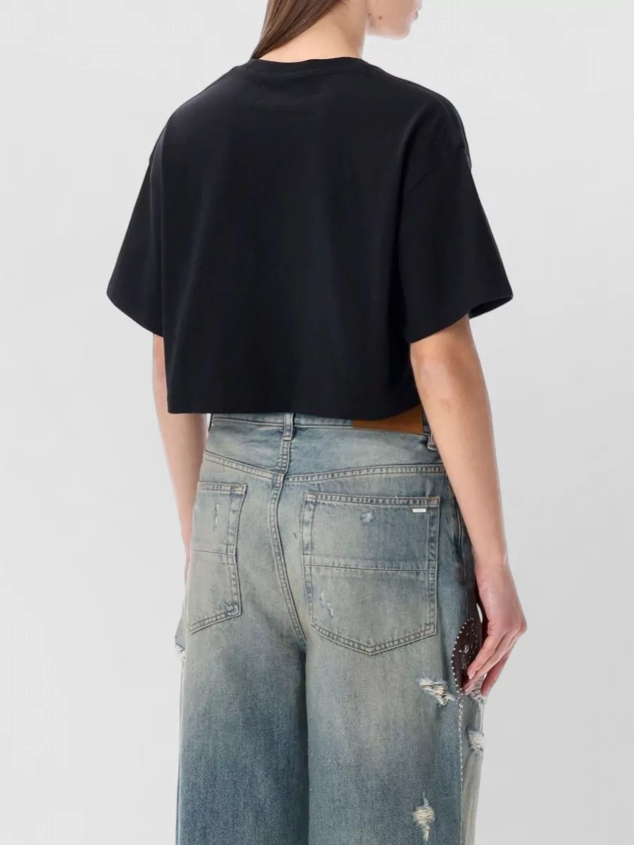 Amiri Art District Cropped Short Sleeve T-shirt In Animal Print