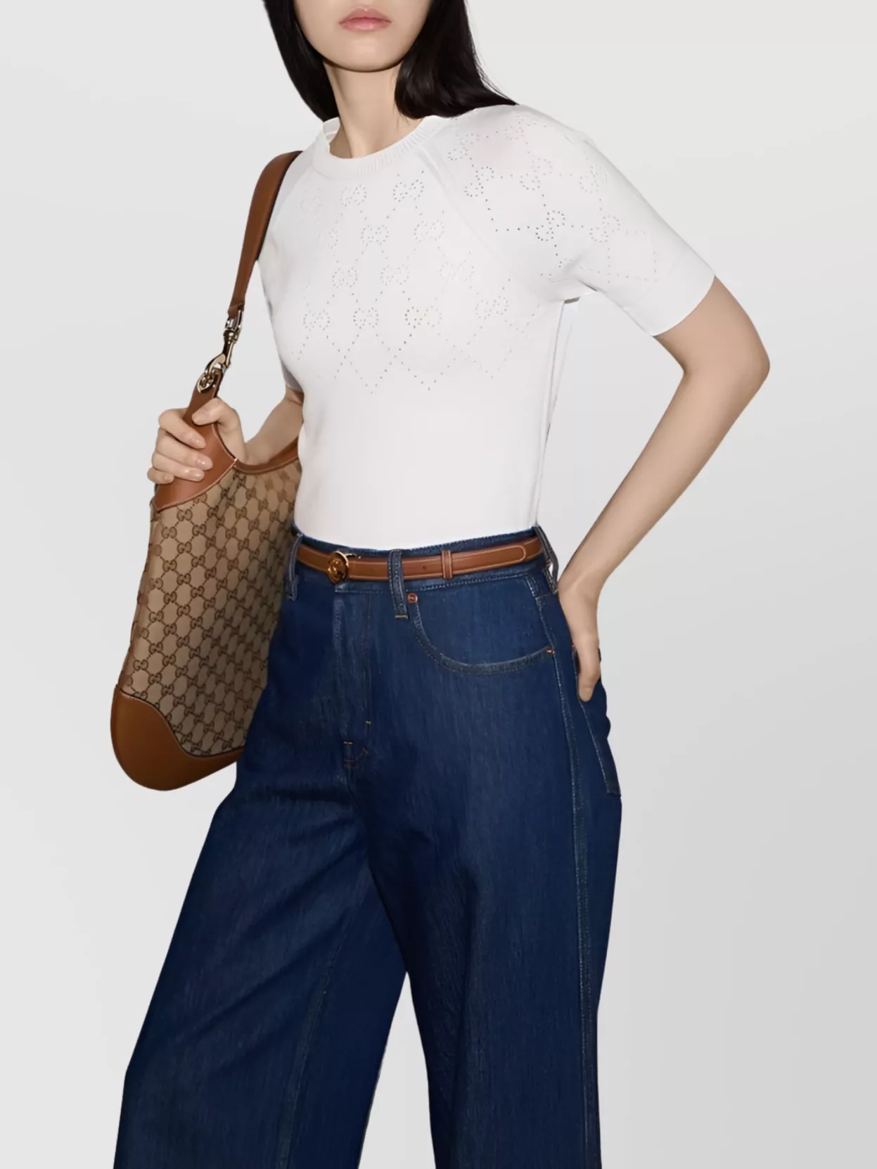 Gucci Perforated Knit Crewneck Top