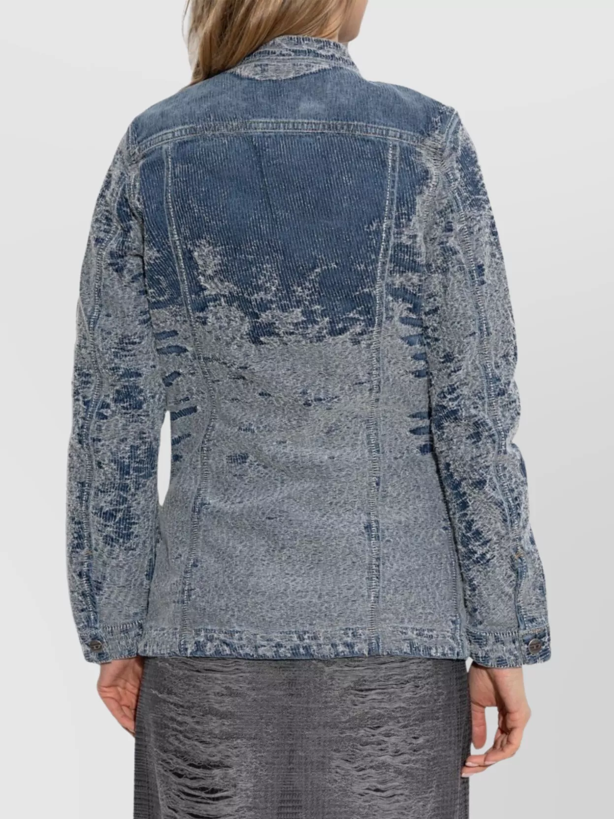 Diesel Tailored Jacket With Stand Collar And Distressed Detailing
