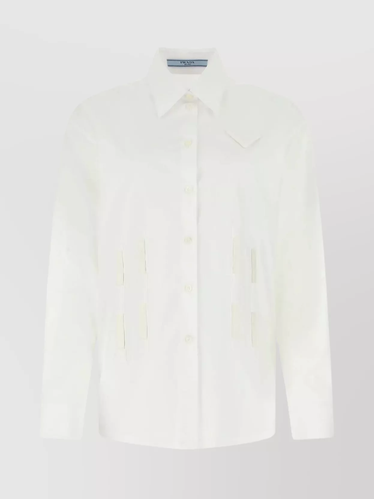 Shop Prada Oversize Poplin Shirt With Cut-out Design
