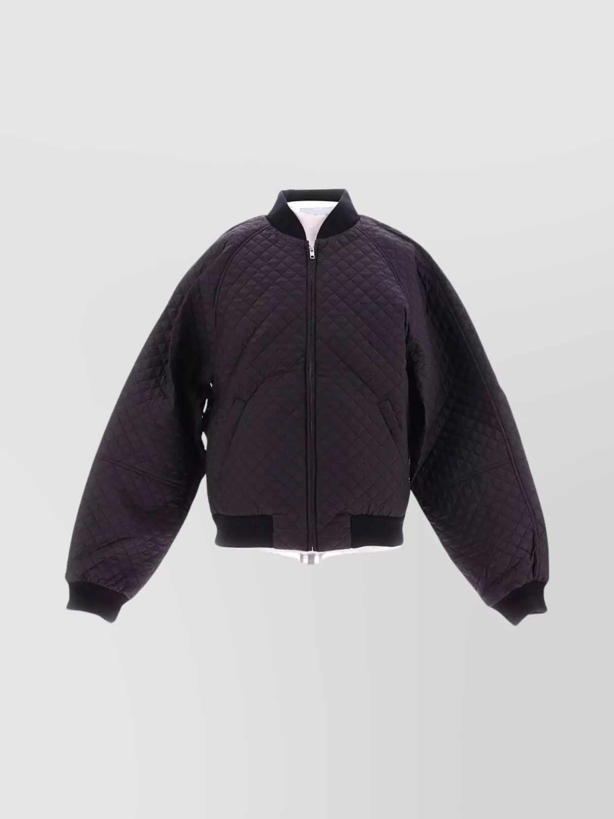 Shop Random Identities Quilted Ribbed Collar Jacket With Side Pockets