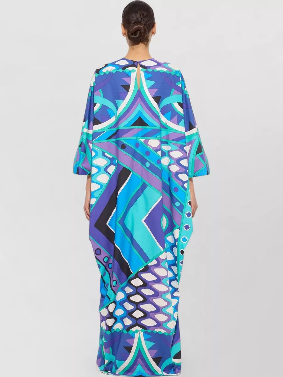 Pucci V-Neck Printed Maxi Kaftan Dress