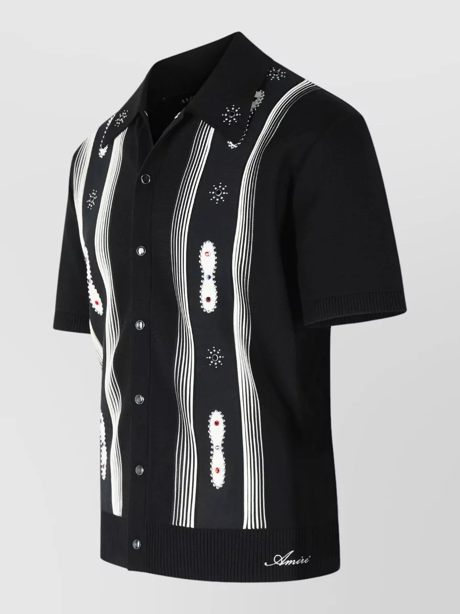 Amiri Wool Shirt Short Sleeves Spread Collar