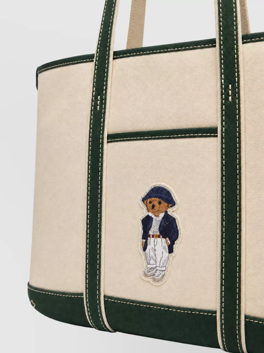 Ralph Lauren Canvas Leather Small Tote Bag