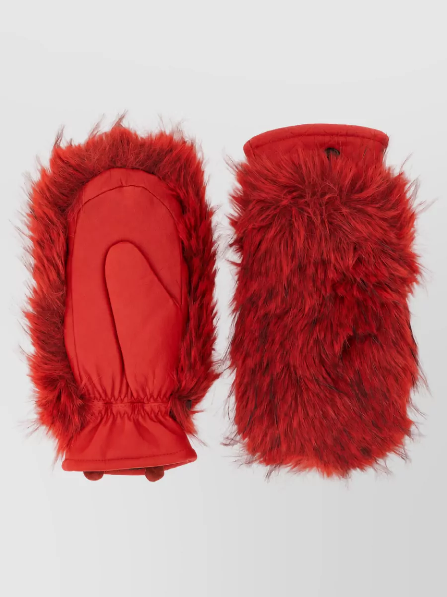 Goldbergh leather faux fur mittens