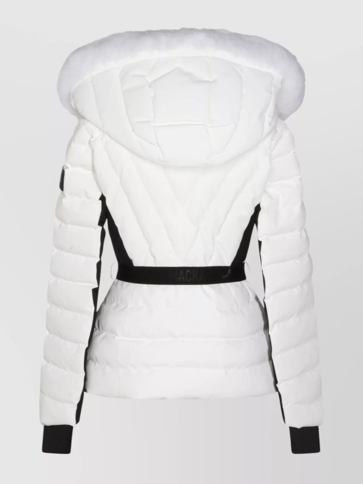 Mackage Quilted Hooded Jacket With Belt And Fur In White