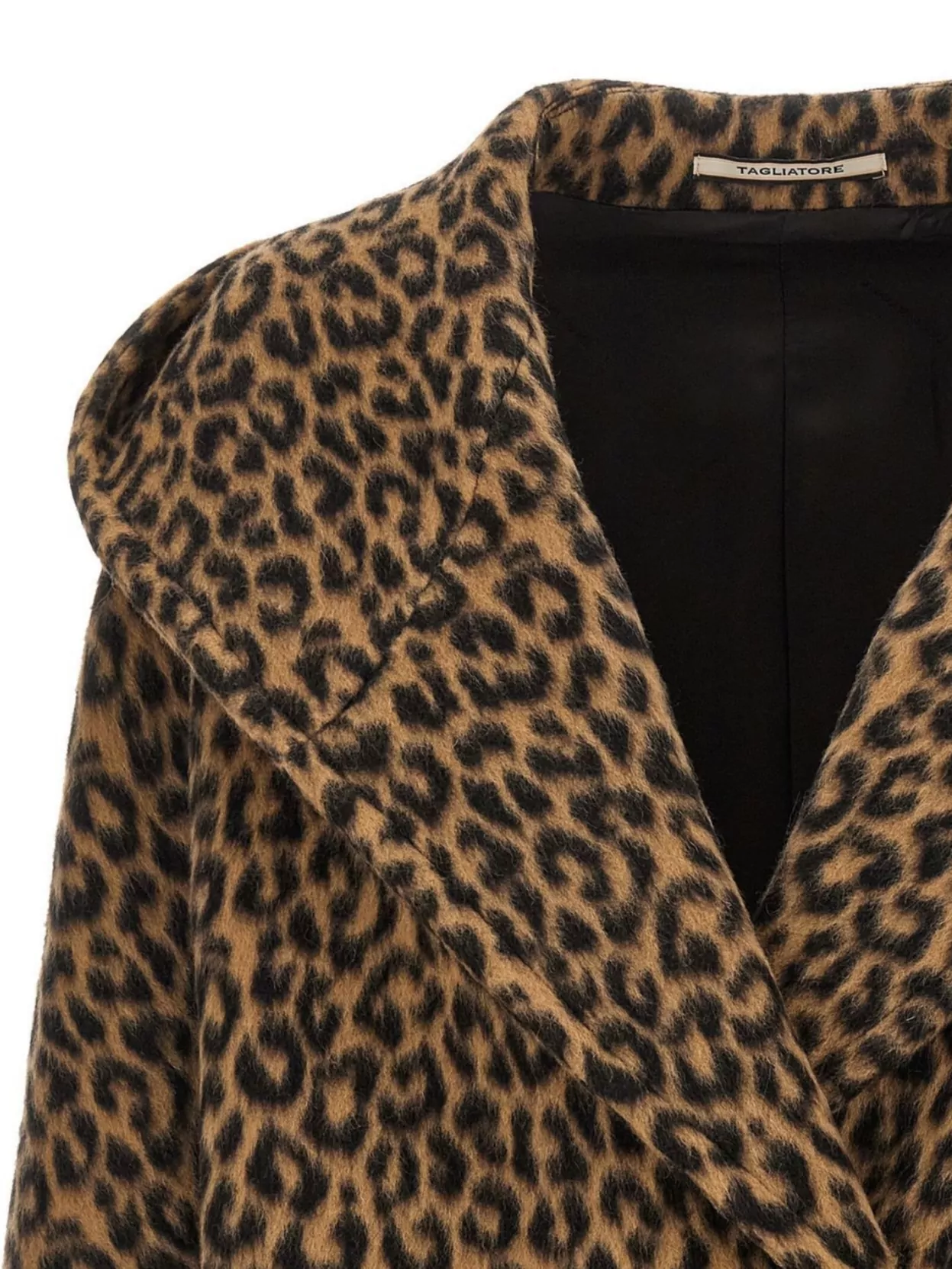 Tagliatore Animal Print Hooded Coat Belted