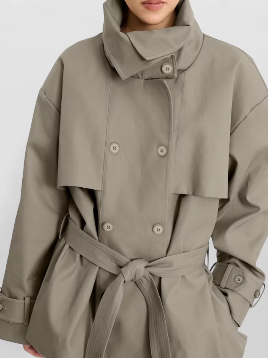 Rotate Cotton Short Double-Breasted Trench Coat