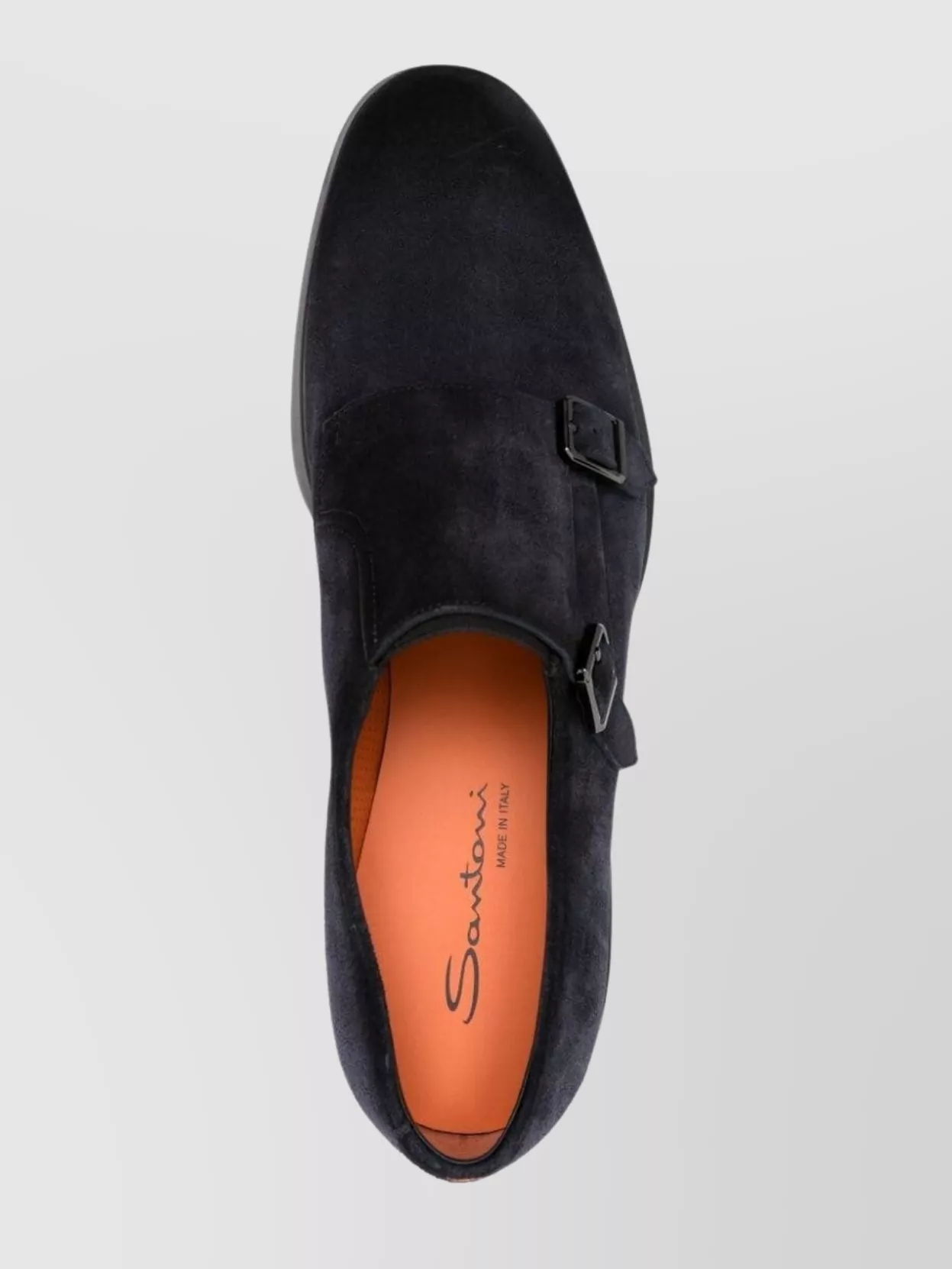 Santoni Round Toe Calf Suede Brogues With Rubber Sole In Black
