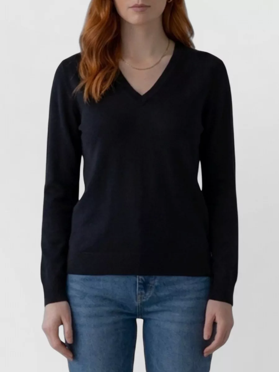 The Row cashmere v-neck long-sleeve ribbed-hem sweater