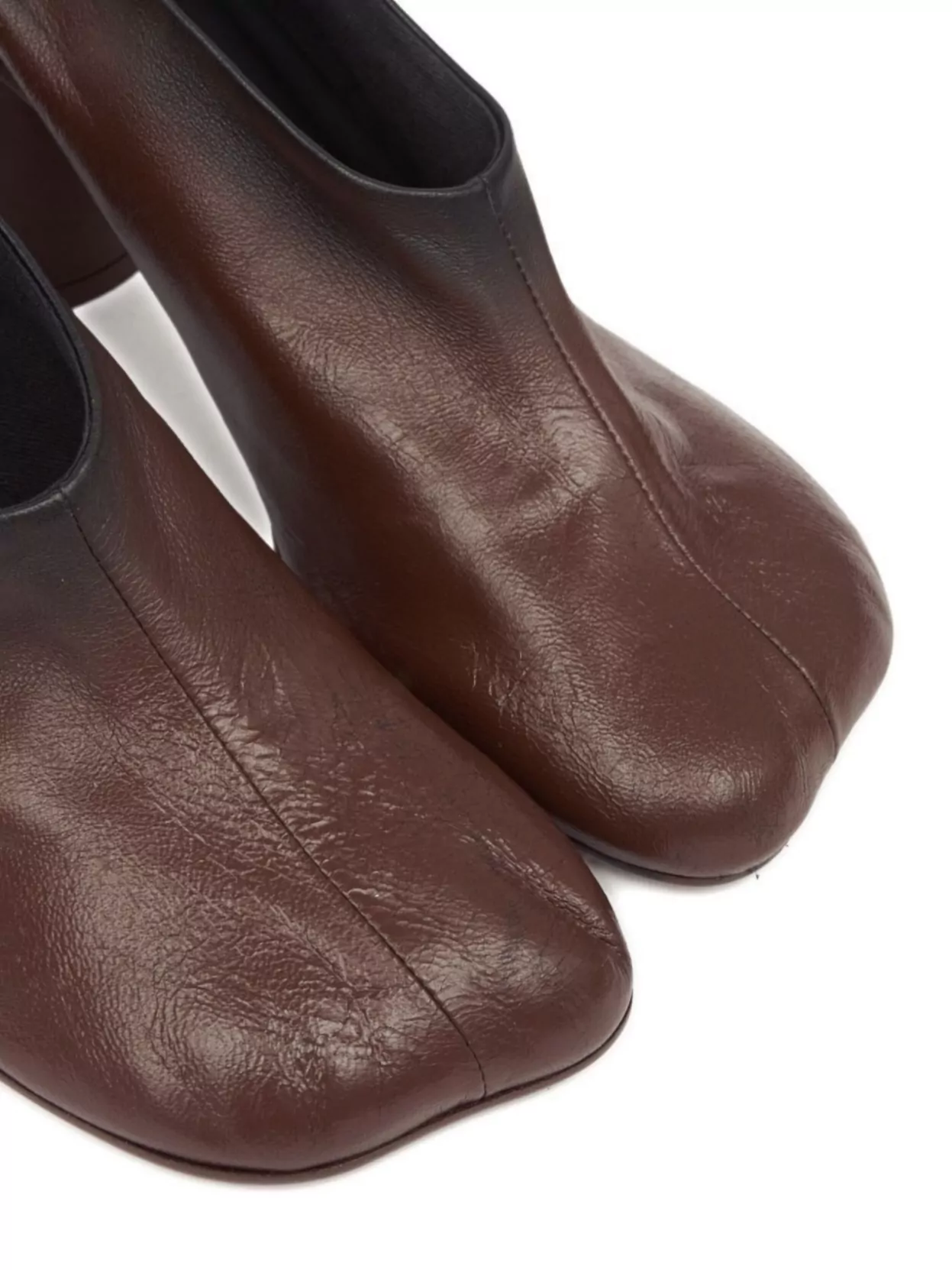 Mm6 Maison Margiela Block Heel Tabi Toe Leather Pumps