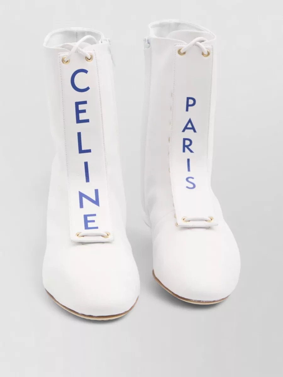 Celine Lambskin Lace-Up Ankle Boots