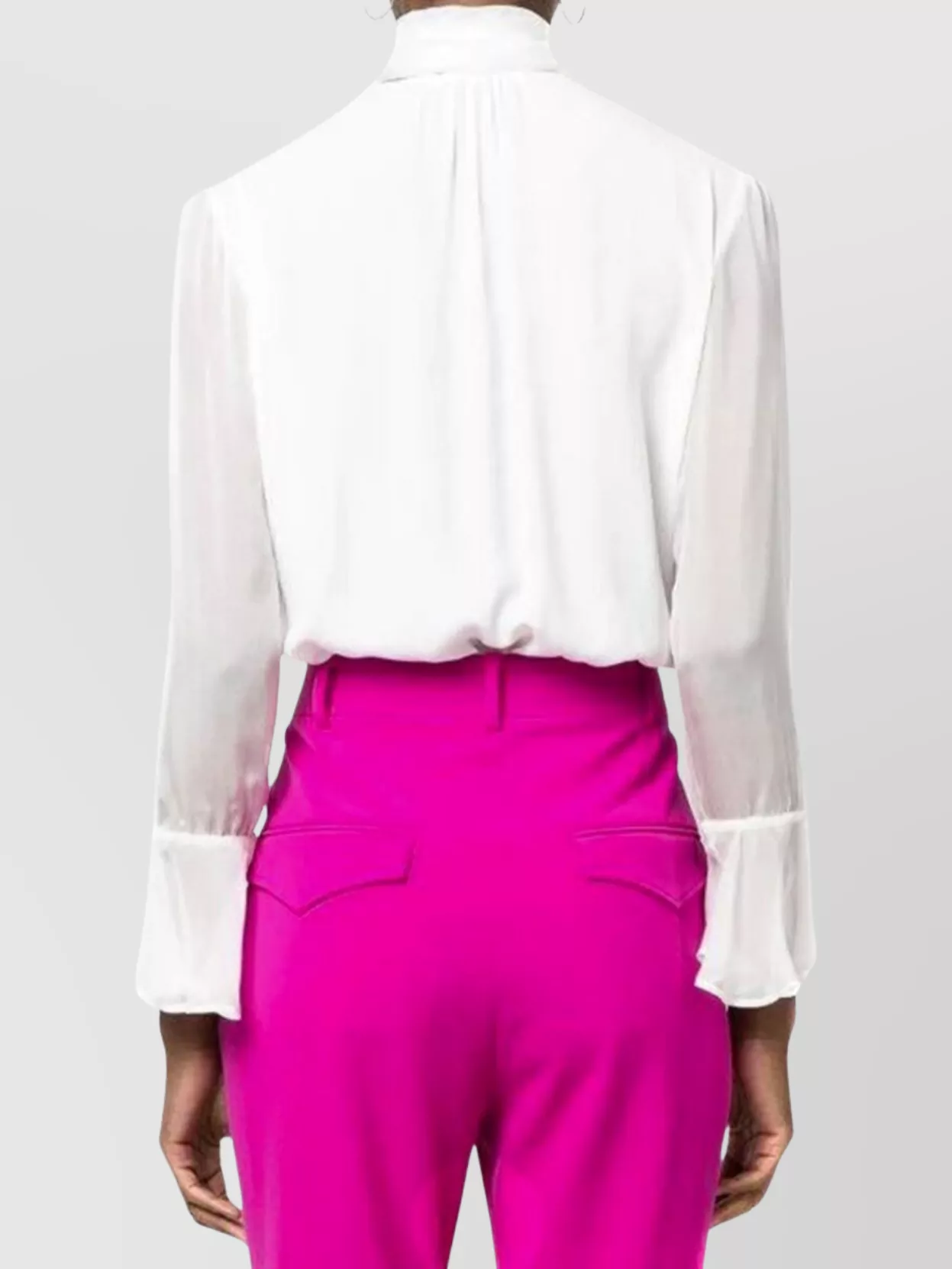 Pinko Silk Chiffon Bodysuit In White