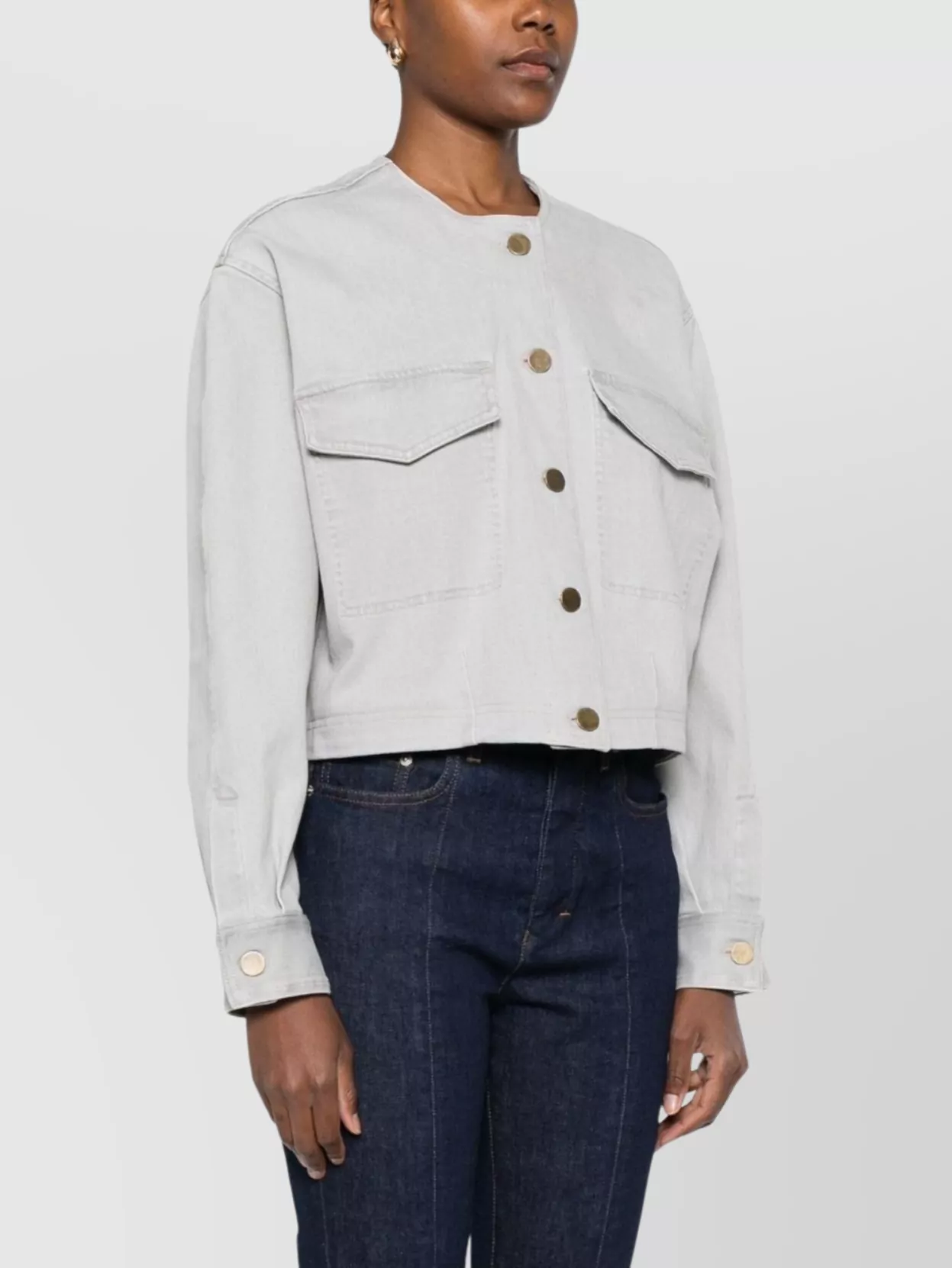 Forte Forte Cropped Denim Shirt Chest Pockets