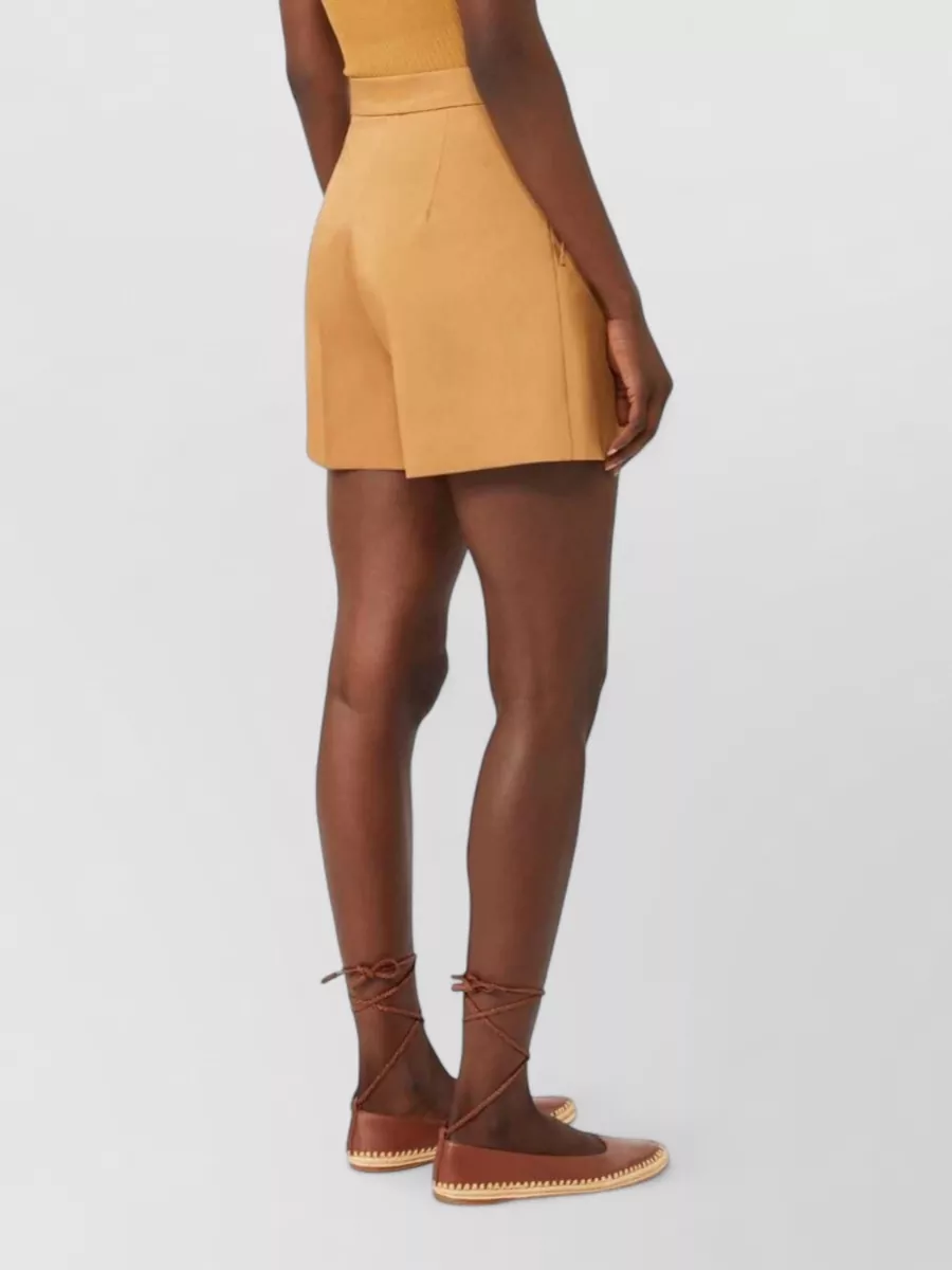 Max Mara High-Rise Pleated Cotton Satin Shorts