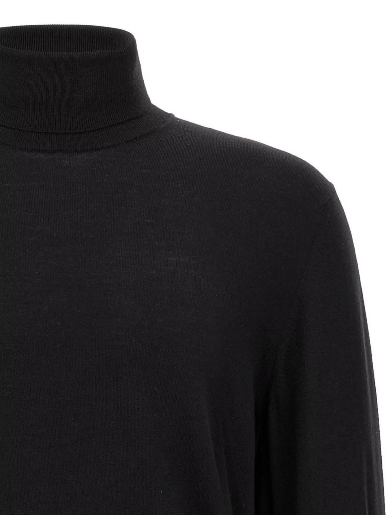 Zanone Turtleneck Cuffed-sleeve Sweater In Black