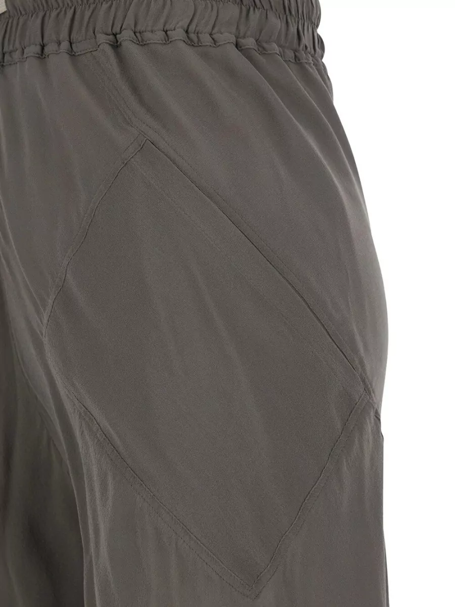 Rick Owens Silk Flared Trousers Paneled Cut Side Pocket