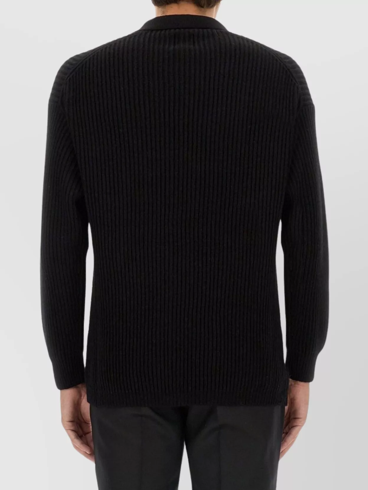 Emporio Armani Knitwear With Button Detail And Ribbed Texture