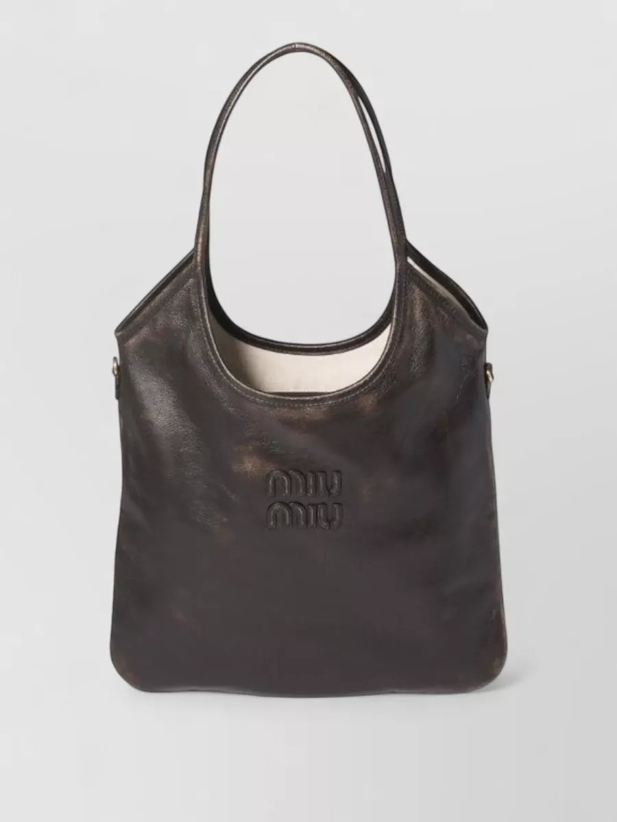 Miu Miu Nappa Leather Tote Bag Double Handles Rectangular