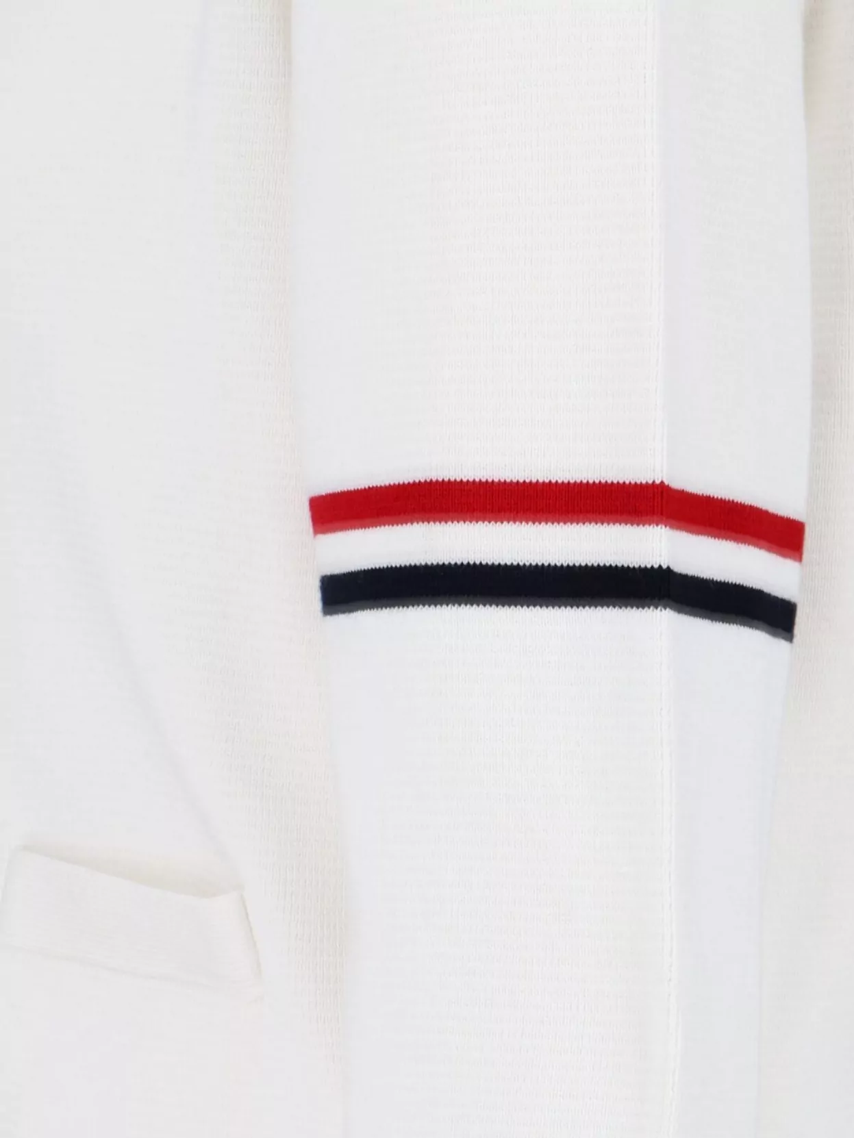 Thom Browne Ribbed Cuffs V-Neckline Button Detailing Striped Accents Front Pockets