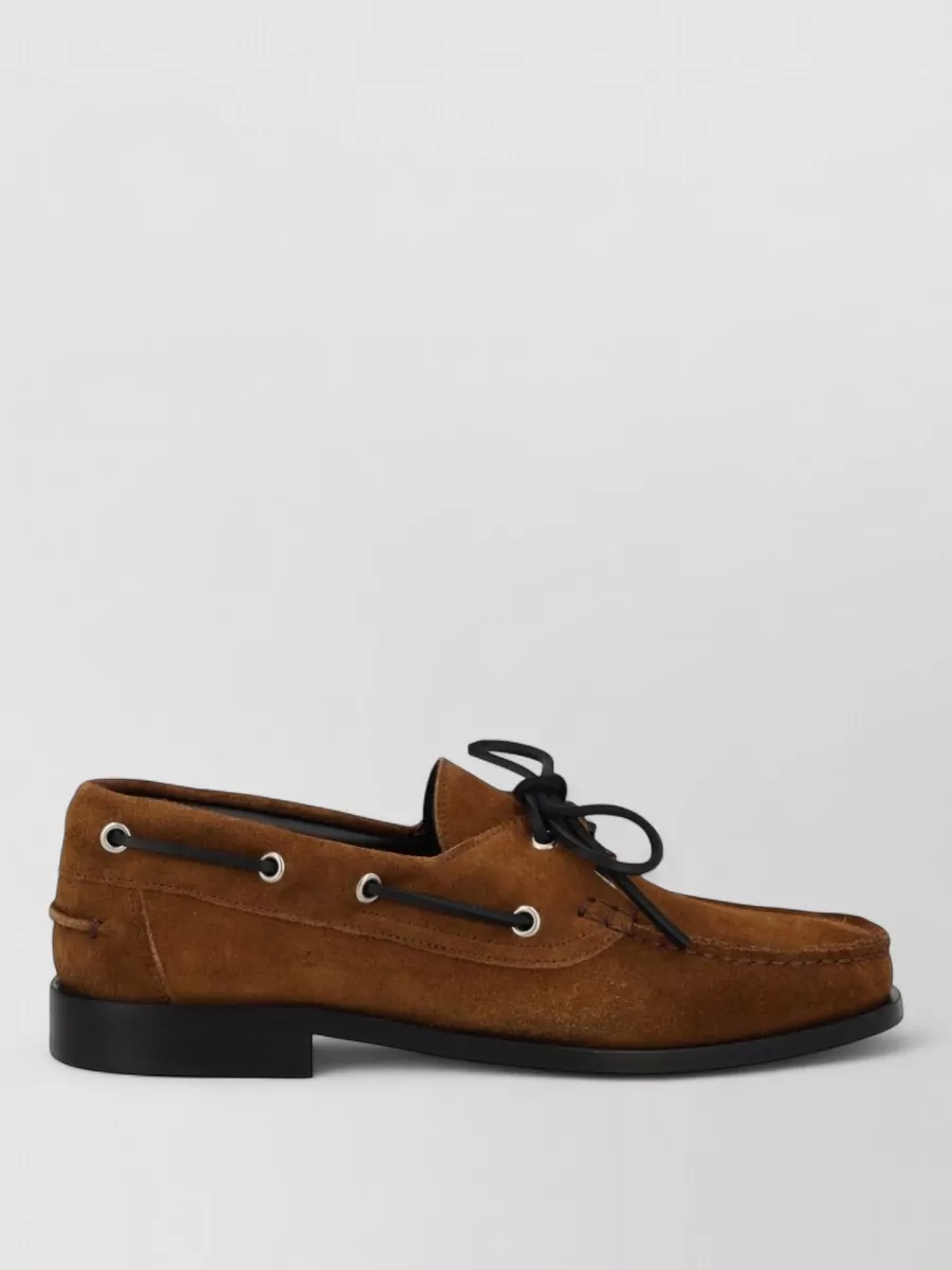 Aeyde Loafers Suede Finish Lace Eyelet Moc Toe
