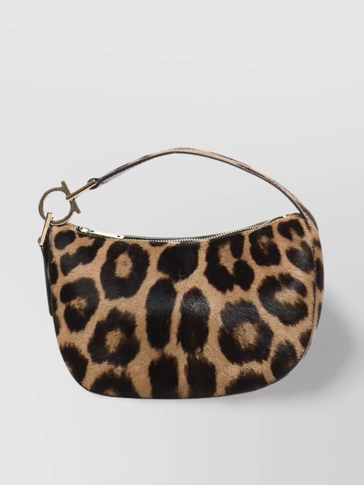 Ferragamo Leopard Print Top Handle Clutch Bag
