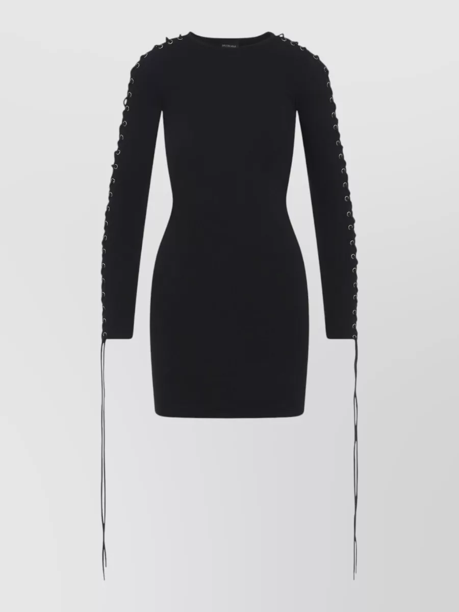 Balenciaga Ribbed Cotton Lace-Up Mini Dress