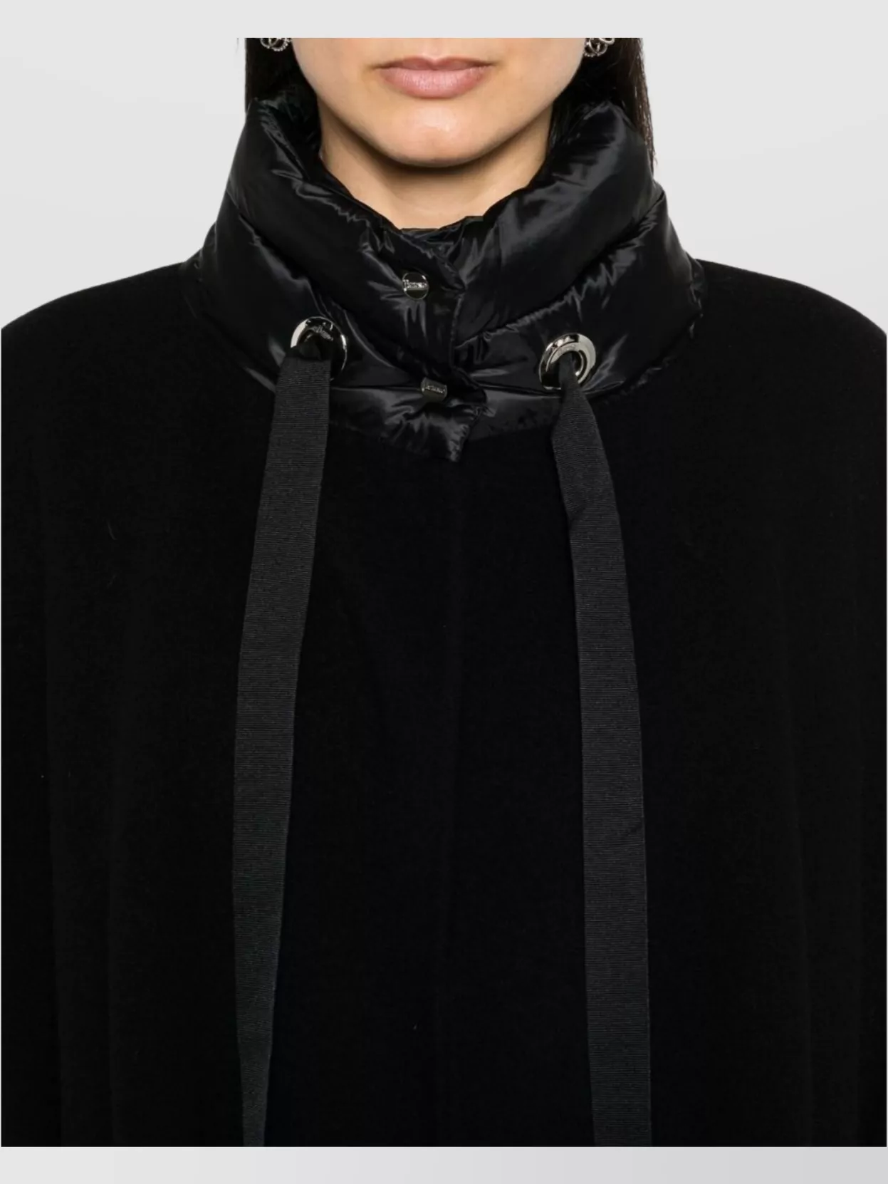 【送料&関税込】Herno Black Wool Capes COAT IN SOFT FAUX FUR in Black for Women | Herno®