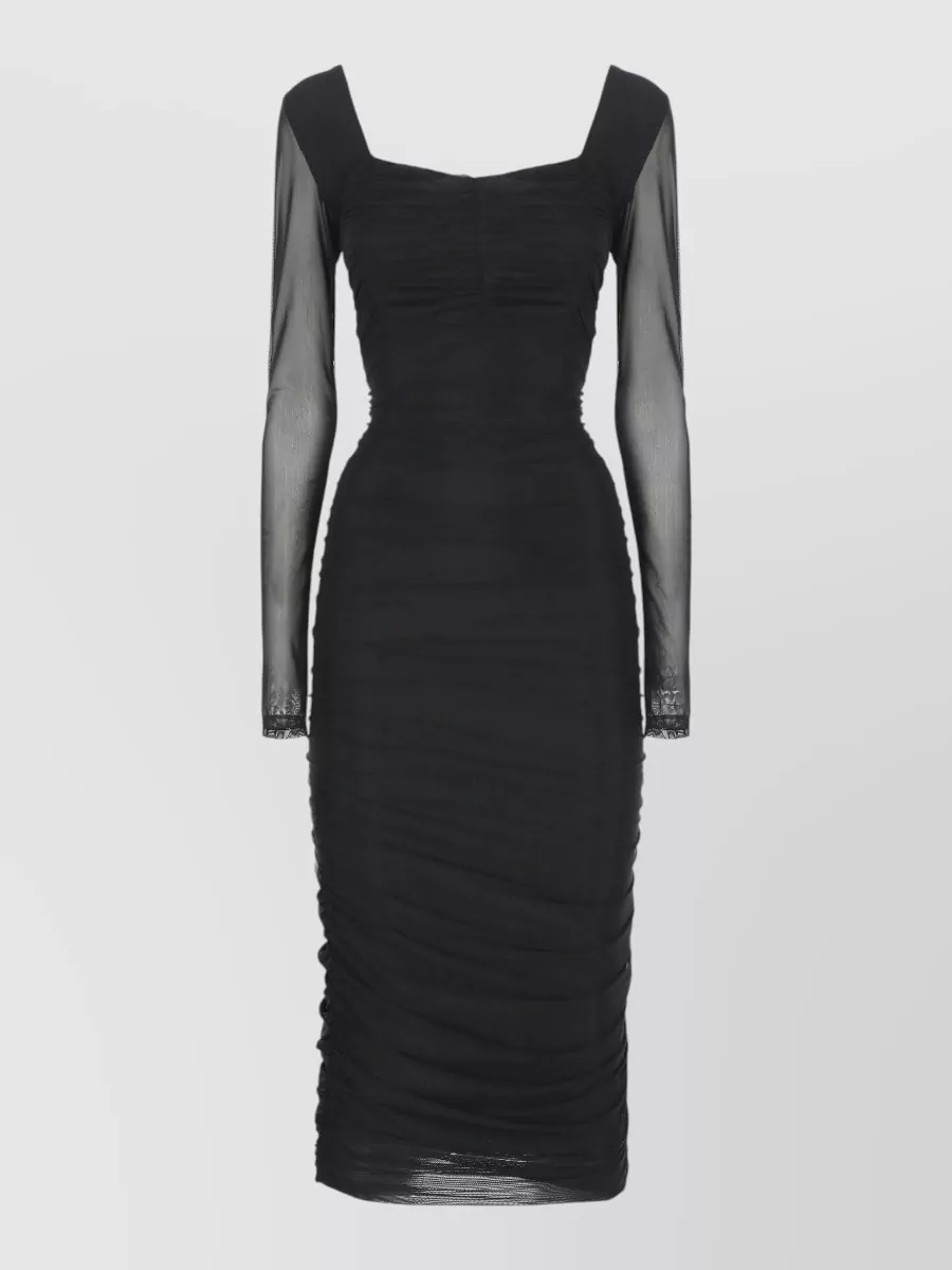 Mar De Margaritas Draped Long Sleeve Midi Dress