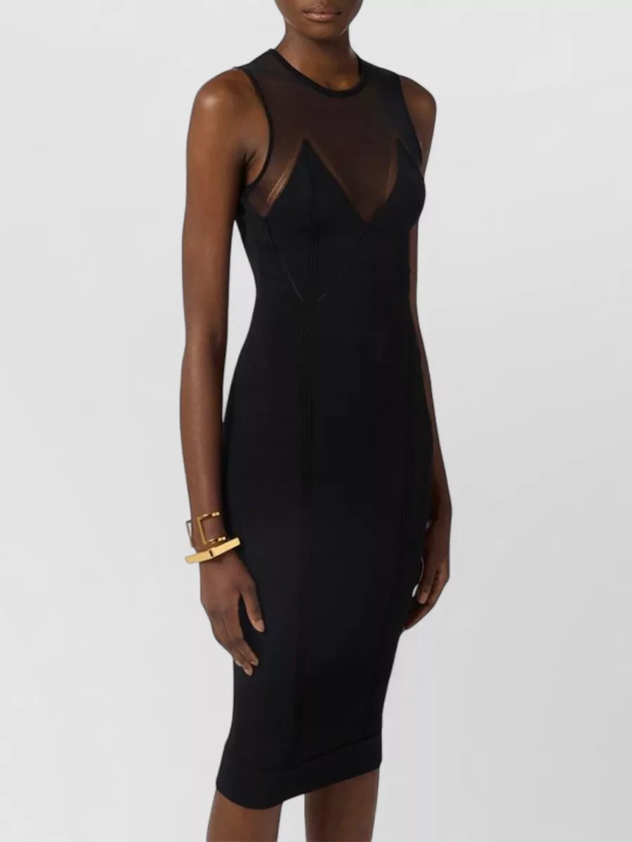 Elisabetta Franchi Knit V-Neck Long-Sleeve Knee-Length Dress