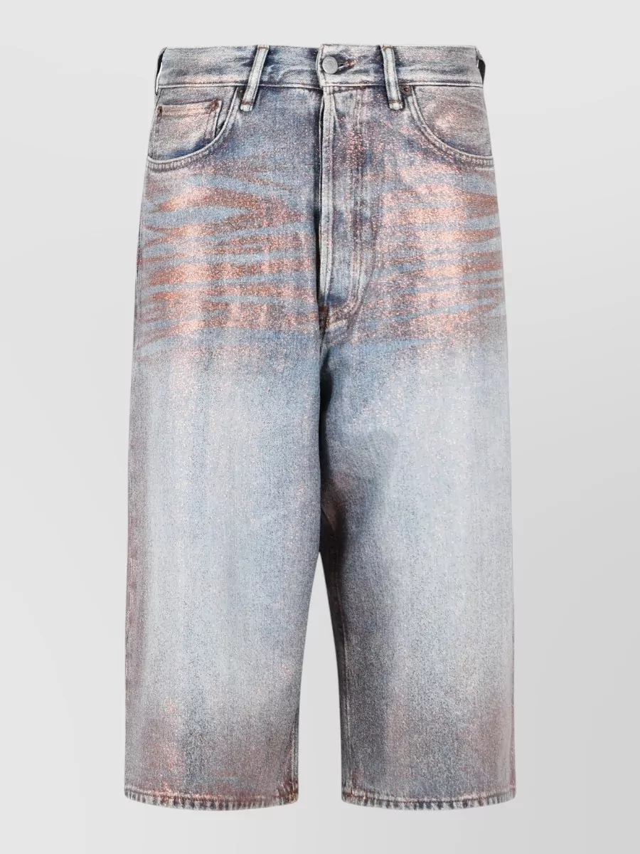Acne Studios Glitter effect knee-length denim bermuda shorts