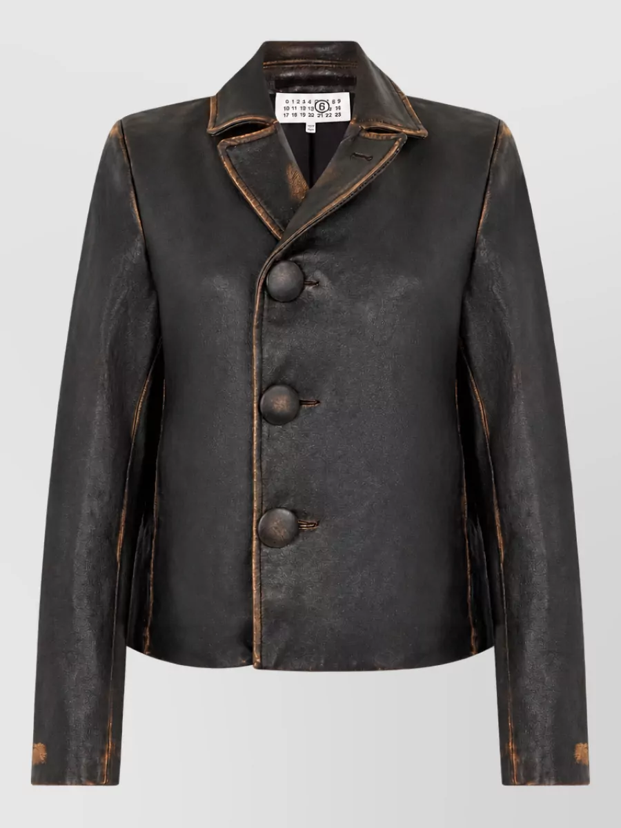 Mm6 Maison Margiela Leather short single breasted coat