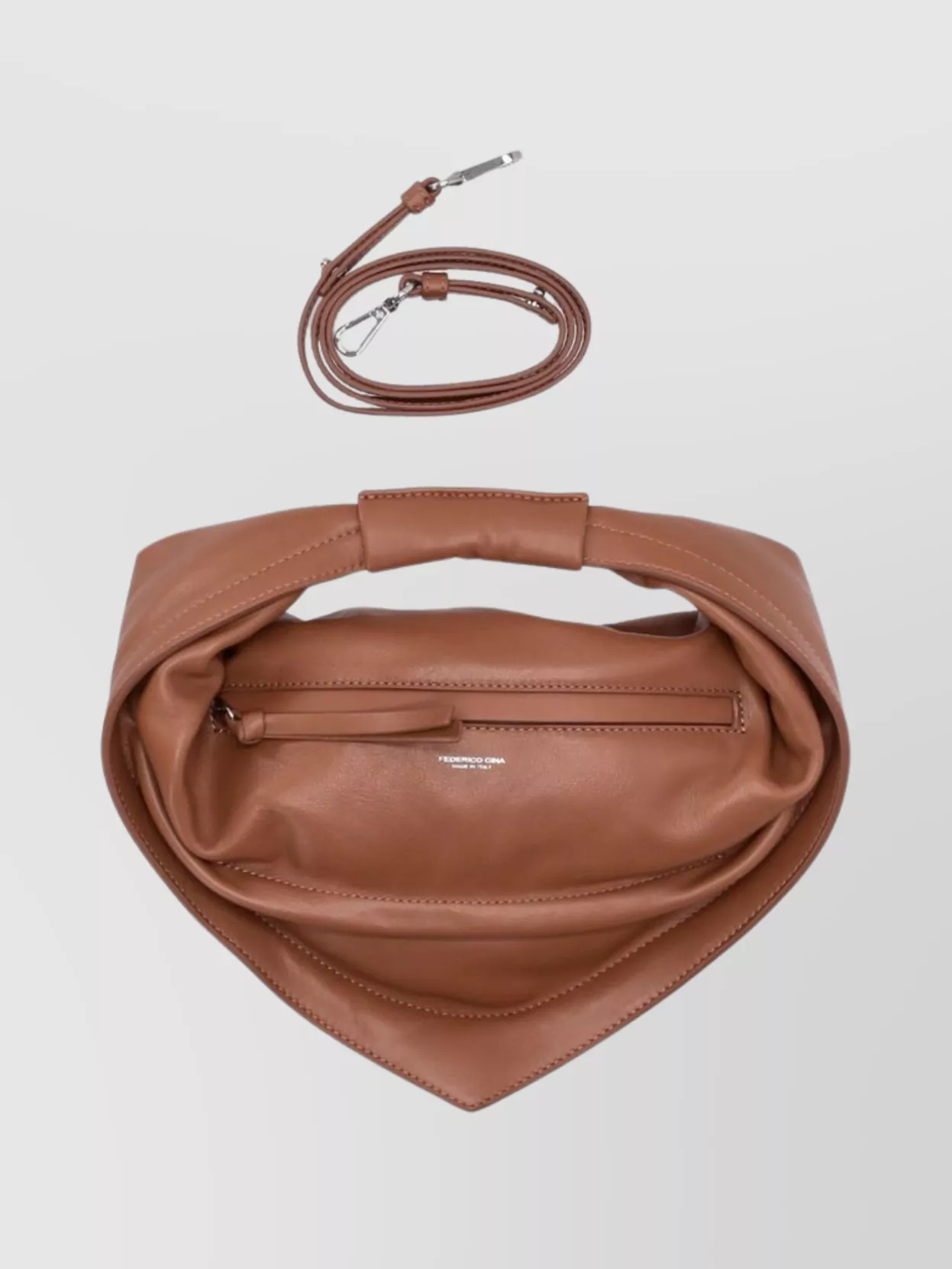 Federico Cina Triangle Folded Shoulder Bag Midi Style In Brown