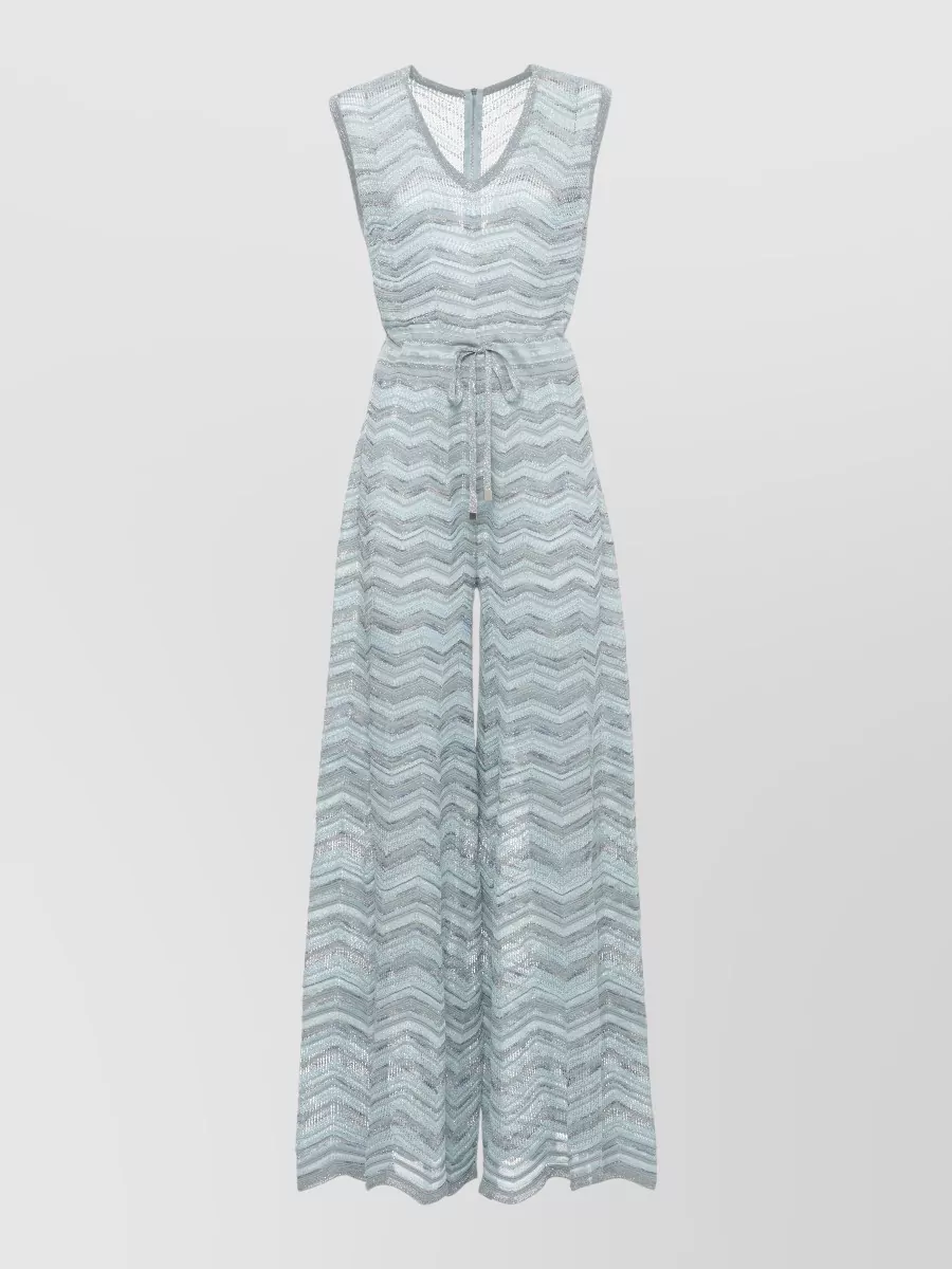 D.exterior Geometric pattern sleeveless v-neck jumpsuit
