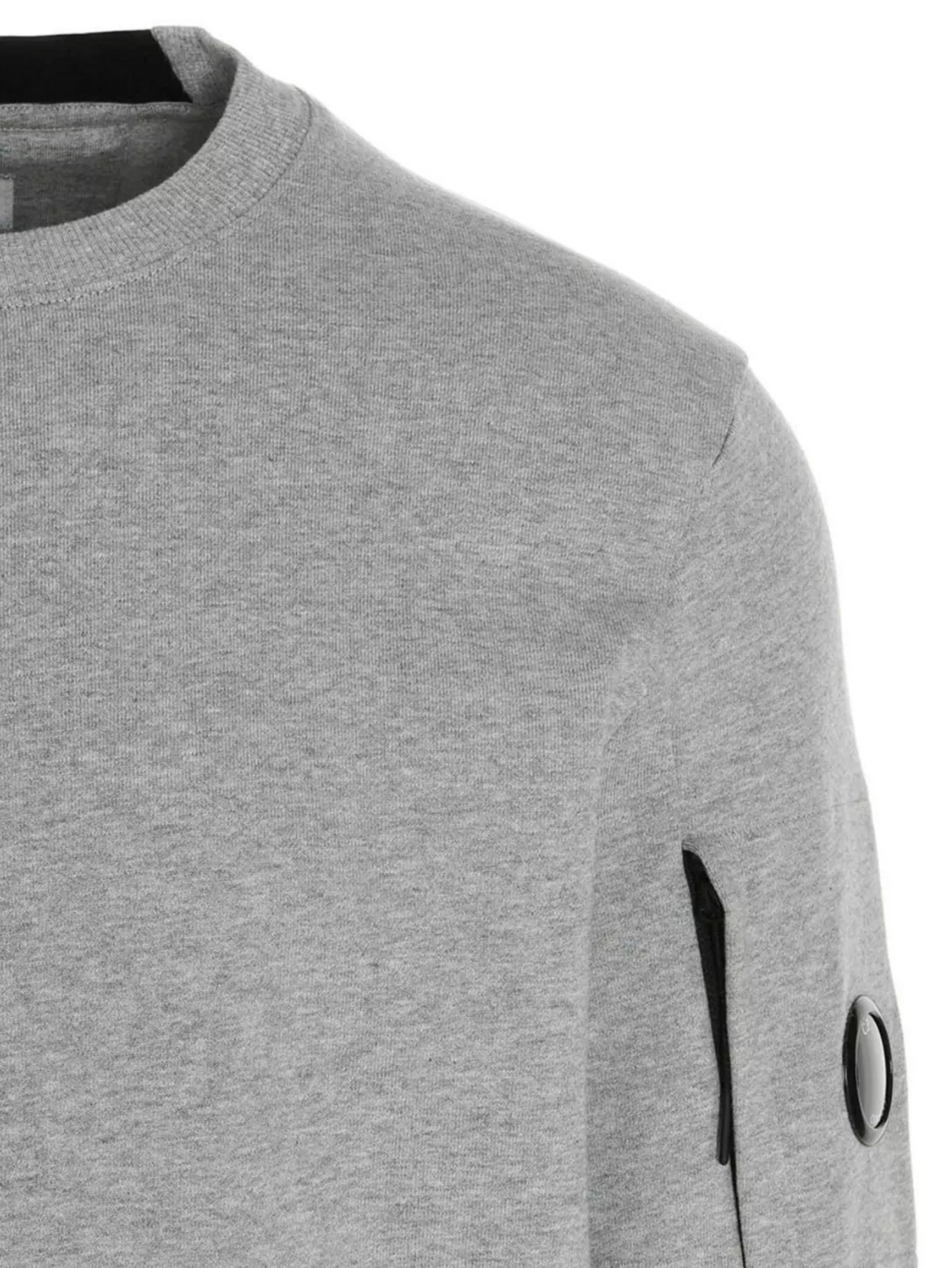 C.p. Company Gray Diagonal Raised Fleece Crewneck Lens Sweatshirt In Gray