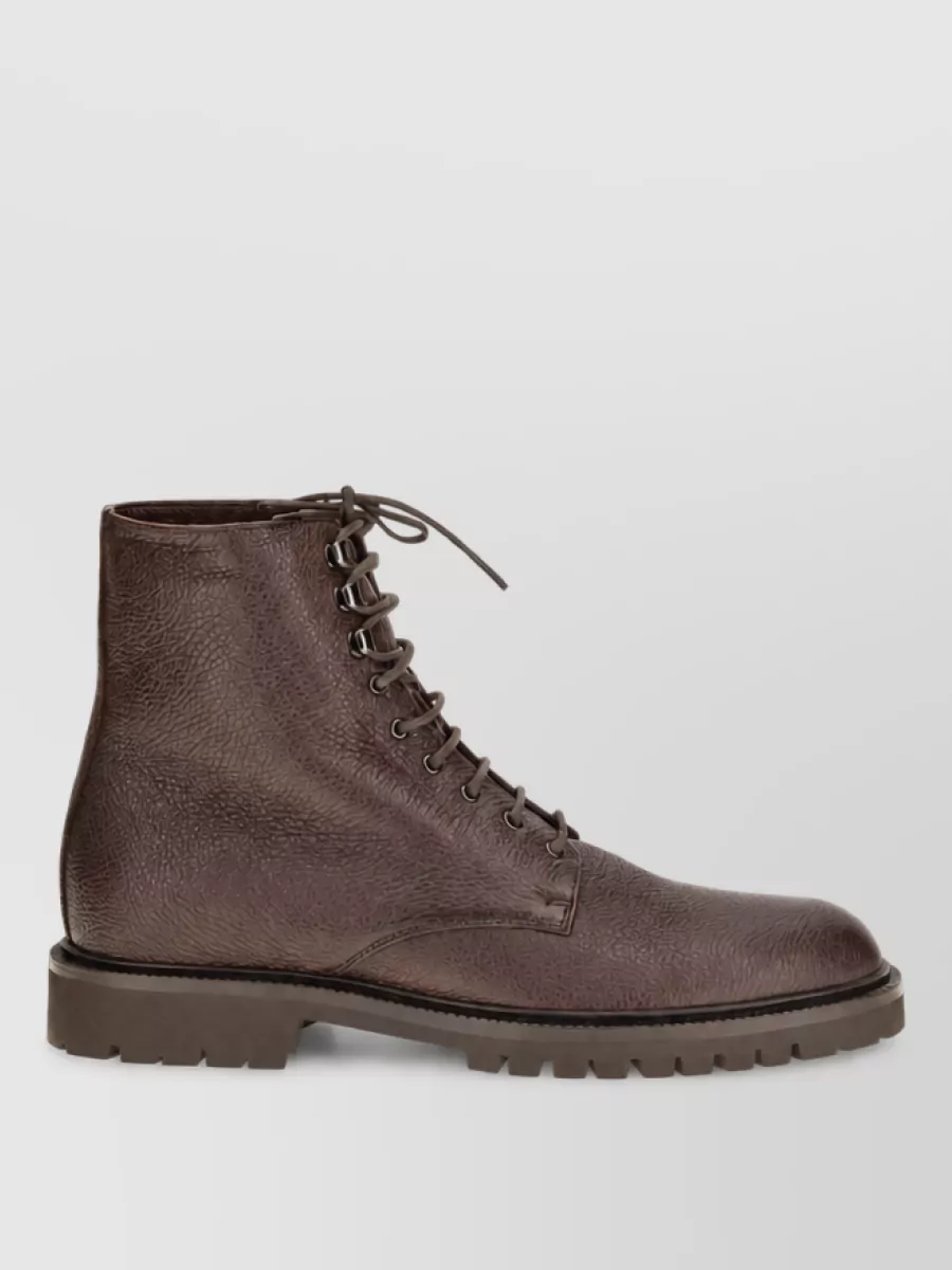 Brunello Cucinelli Leather Lace-Up Ankle Boots