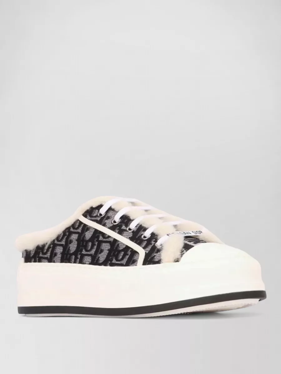 Dior Low Top Sneaker Fur Trim Rubber Sole